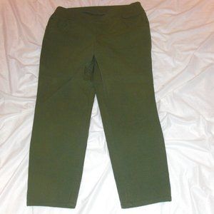 OLIVE GREEN PULL ON WHITE STAG PANTS XL (16-18)